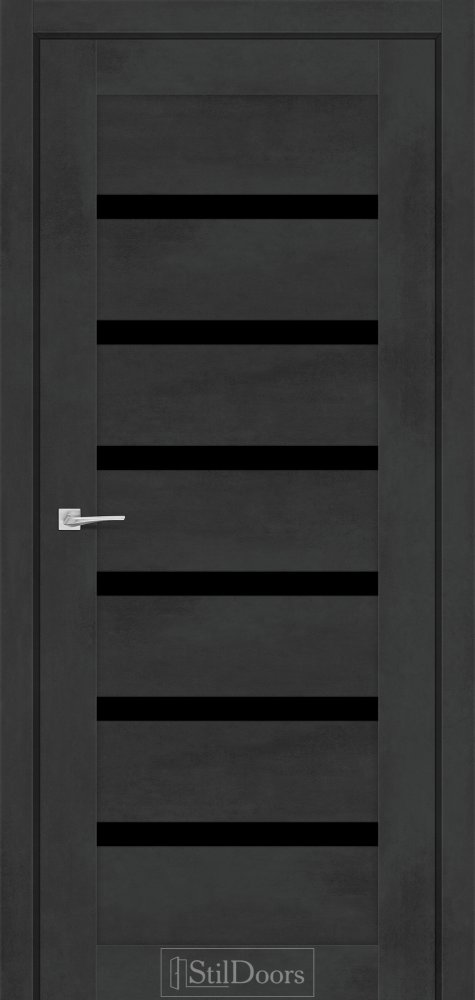 Двері STILDOORS Fiorano бетон антрацит скло чорне