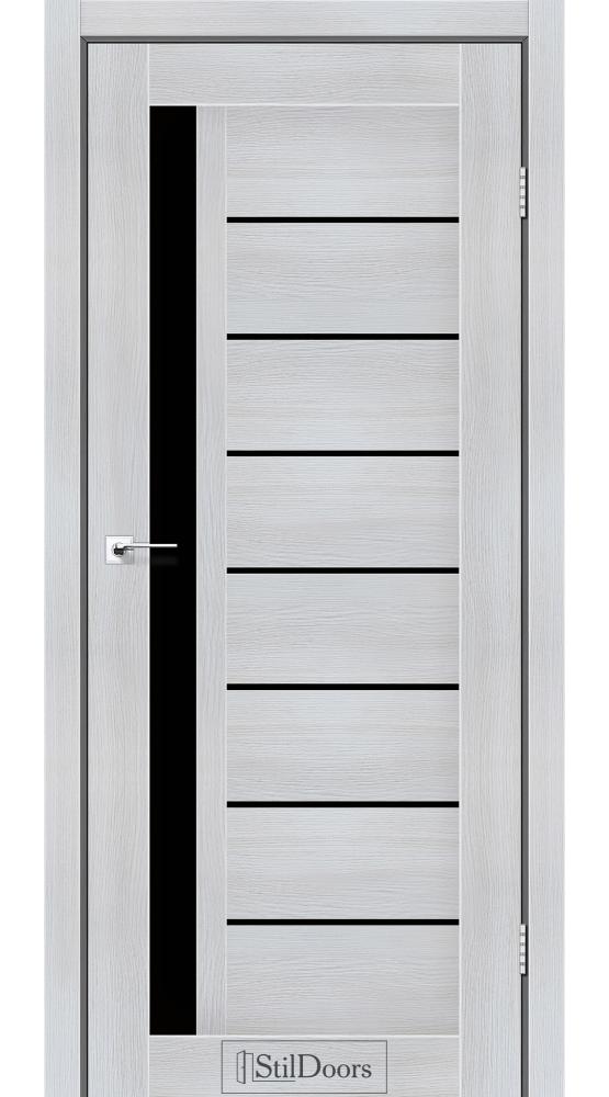 Двері STILDOORS London дуб сріблястий скло чорне
