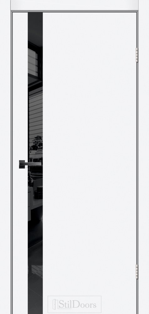 Двері STILDOORS Wilton біла емаль RAL 9003 скло чорне
